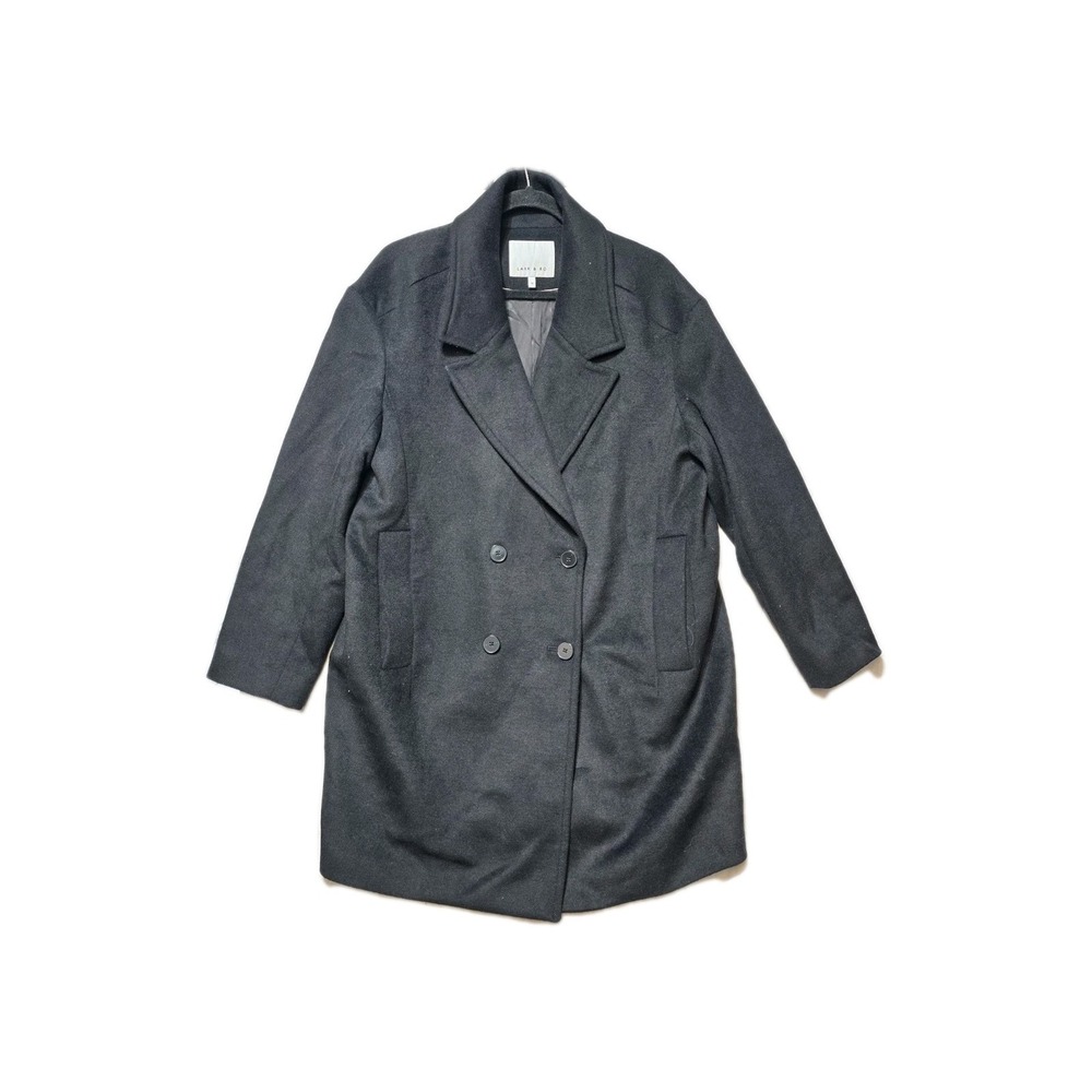 Lark & Ro Women's Coat Black 16‎ Button Up